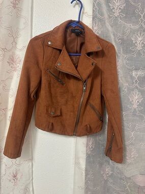 Forever 21 Women's Burnt Orange Suede Moto Jacket